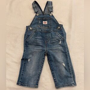 LEVI’S Infant Distressed Denim Overalls, Size 18 Months.